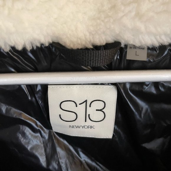 NWT S13/NYC Callie Faux-Sherpa-Trim Down Puffer Coat Size L - Picture 5 of 11